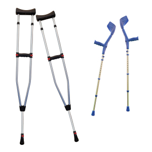 crutches under the light background